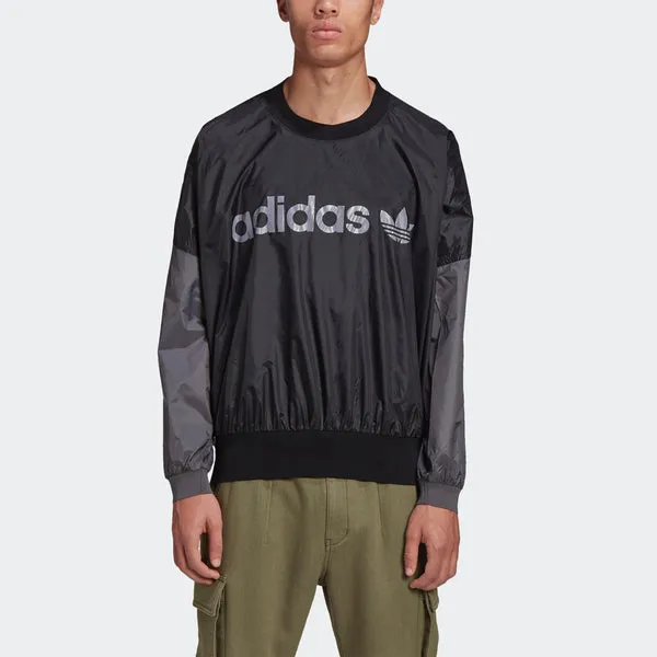 adidas originals x HUMAN MADE Crossover Embroidered Logo Round Neck Sports Sweatshirt, black