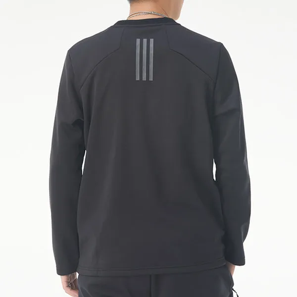 adidas Perfom Fl Cr Sw Fleece Lined Stay Warm Solid Color Casual Sports Round Neck Pullover Black