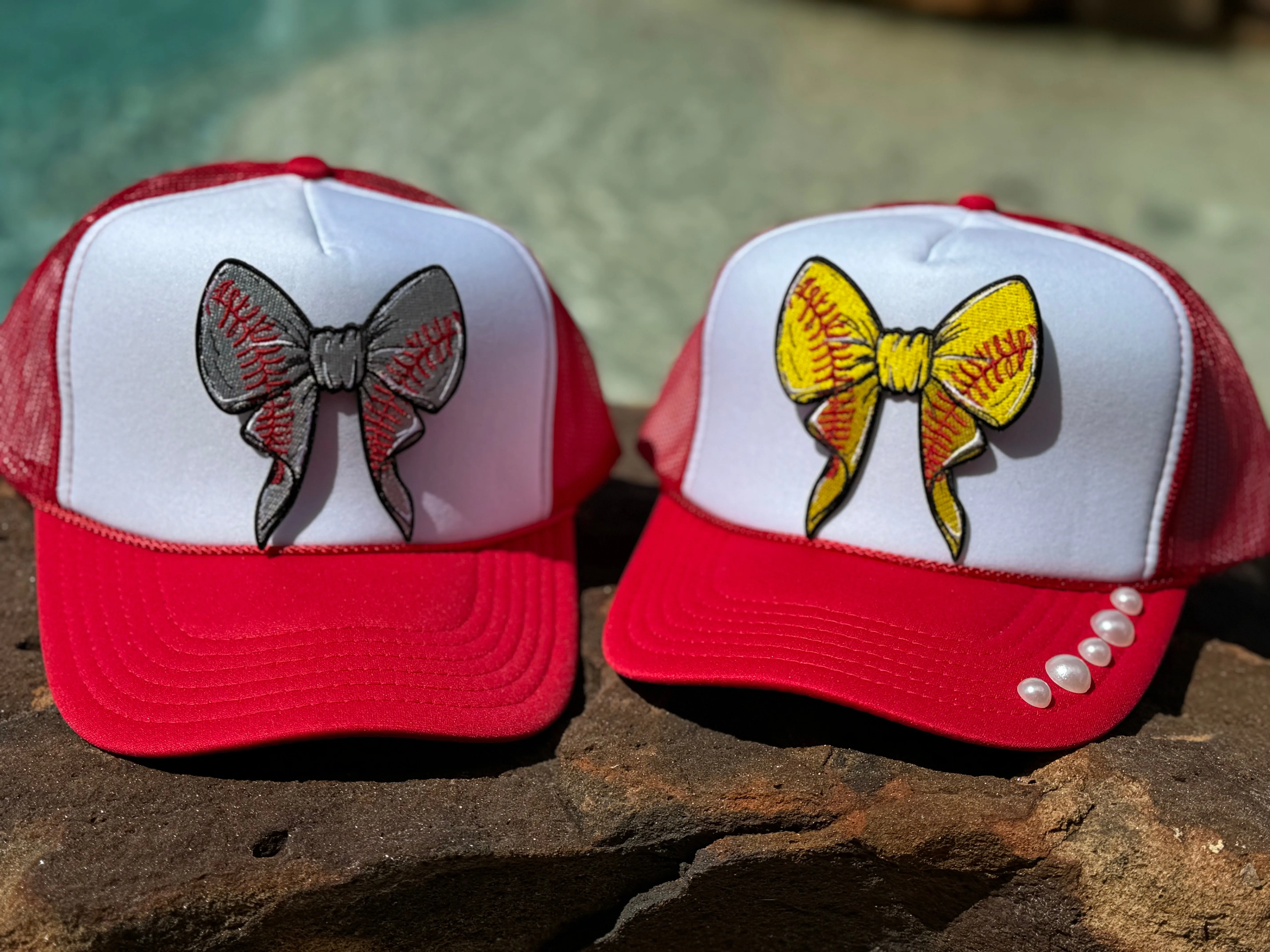 Baseball & Softball Bow Patch Trucker Caps