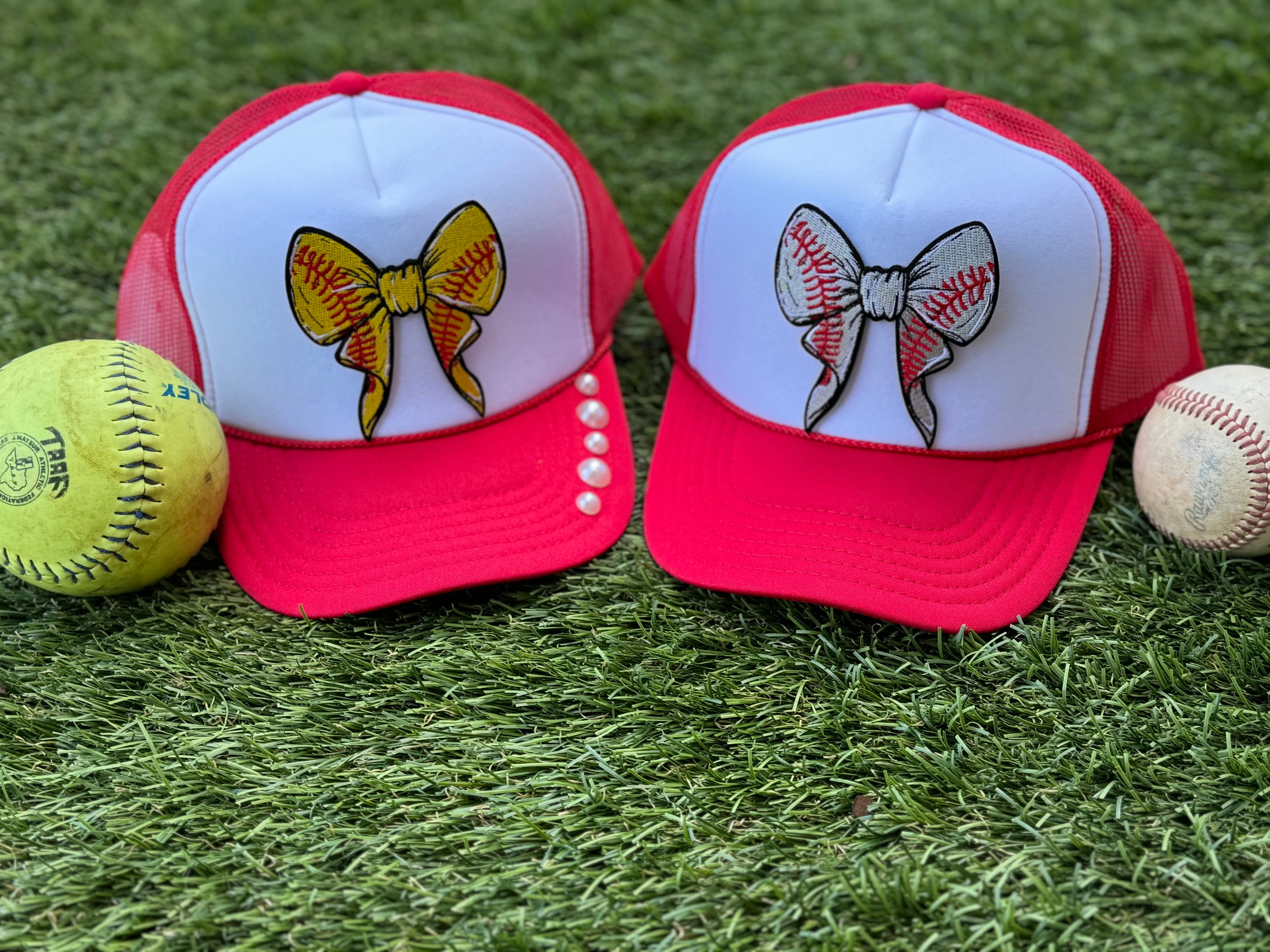 Baseball & Softball Bow Patch Trucker Caps