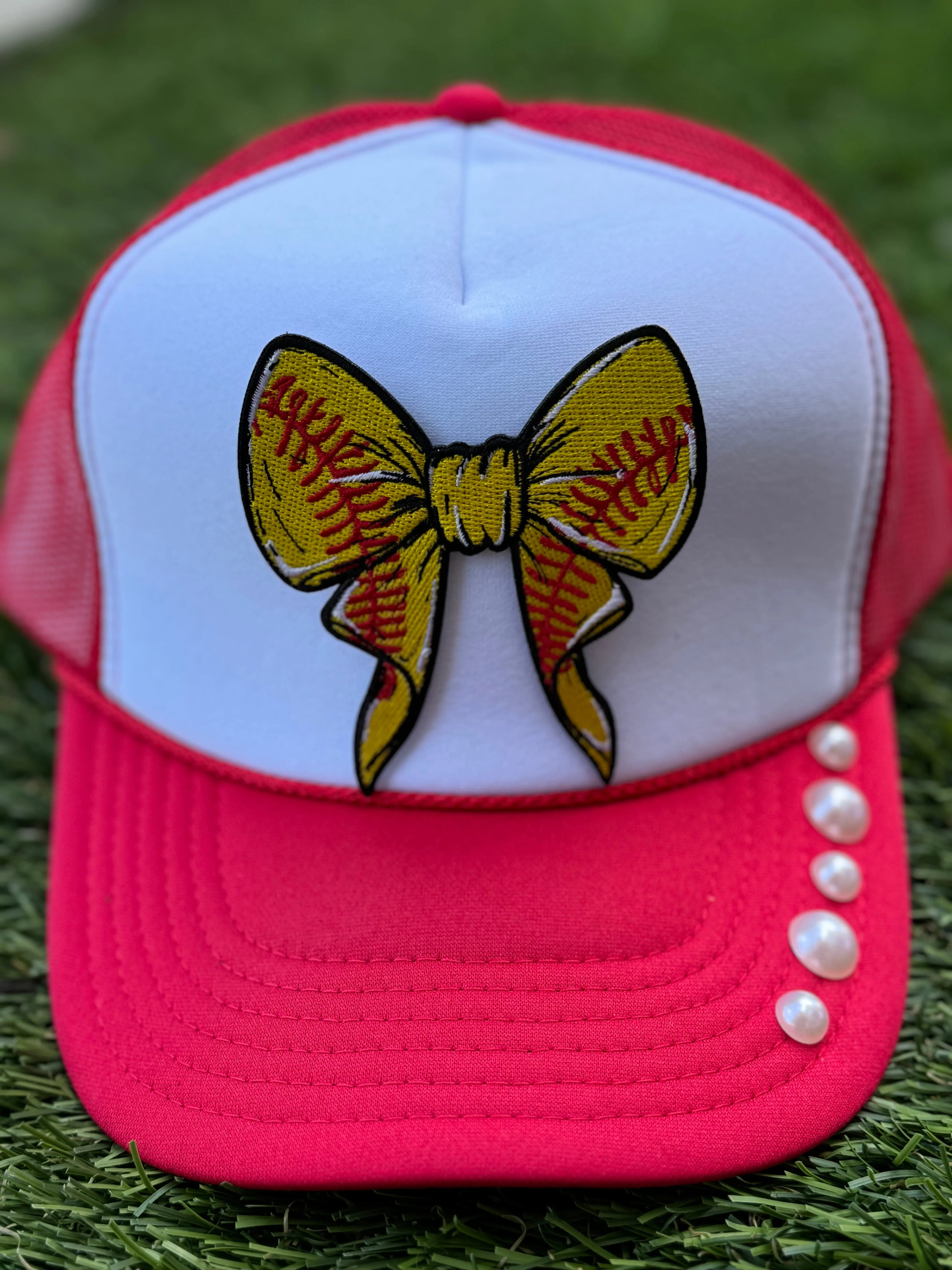 Baseball & Softball Bow Patch Trucker Caps