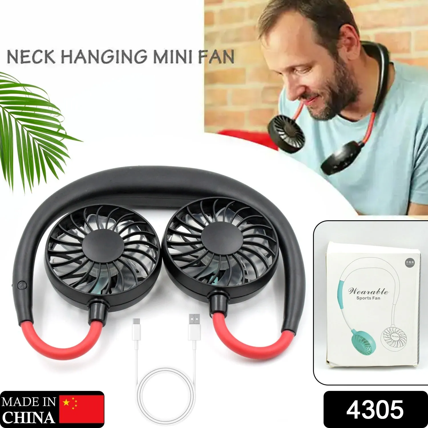 Hand Free Personal Fan - Portable USB Battery Rechargeable Mini Fan - Headphone Design Wearable Neckband Fan Necklance Fan Cooler Fan for Home, Sport, Camping, Beach, Travel, Office