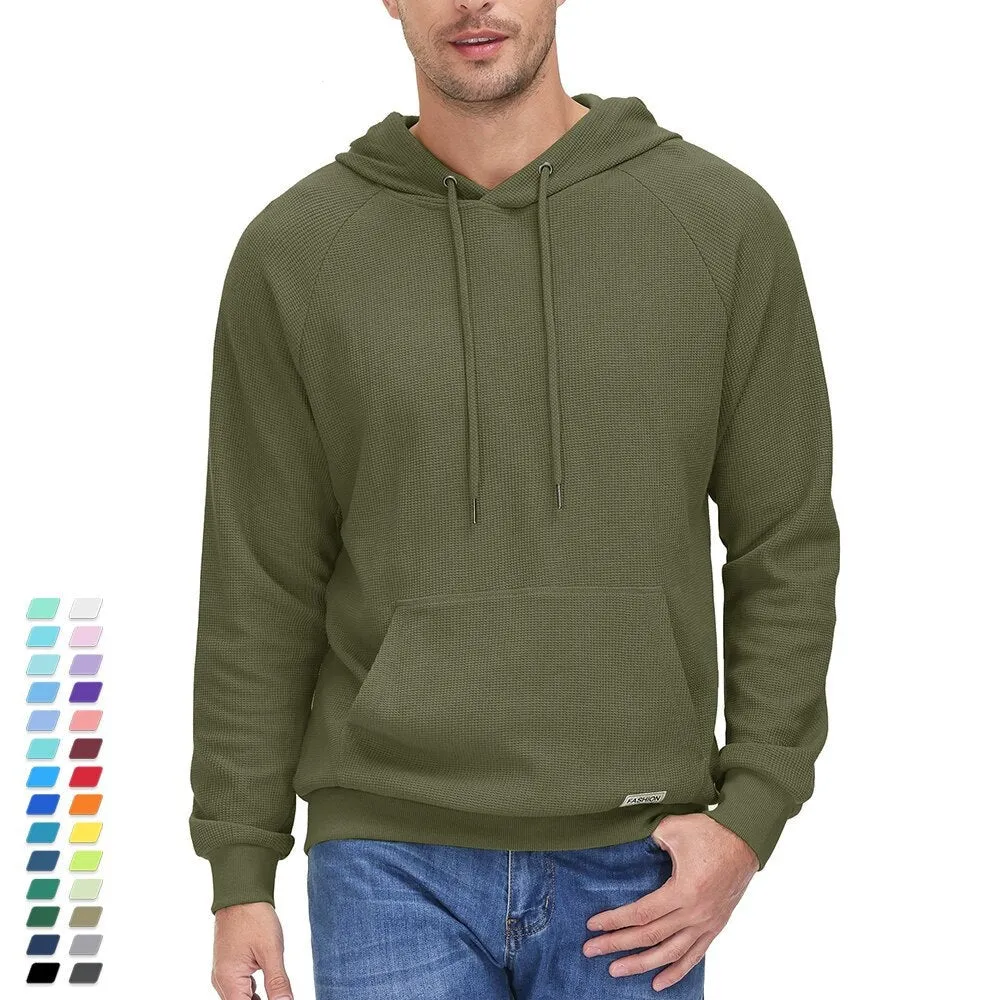 Hooded Sweatshirts Mens Long Sleeve Knitted Hoodies Solid Pullover