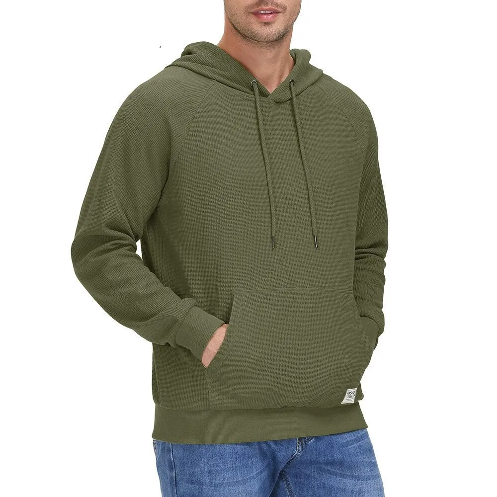 Hooded Sweatshirts Mens Long Sleeve Knitted Hoodies Solid Pullover