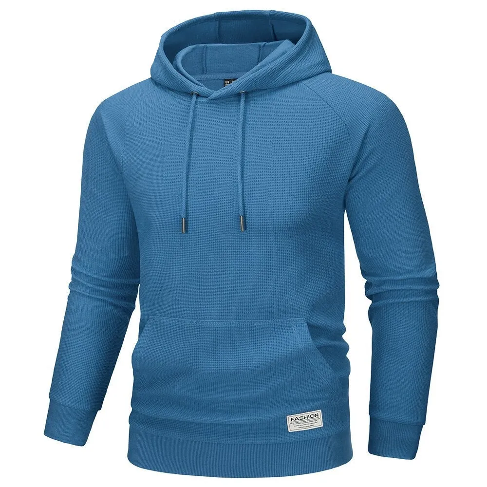 Hooded Sweatshirts Mens Long Sleeve Knitted Hoodies Solid Pullover