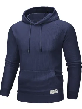 Hooded Sweatshirts Mens Long Sleeve Knitted Hoodies Solid Pullover