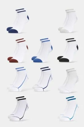 Men Assorted Striped Ankle Socks (Pack of 10)