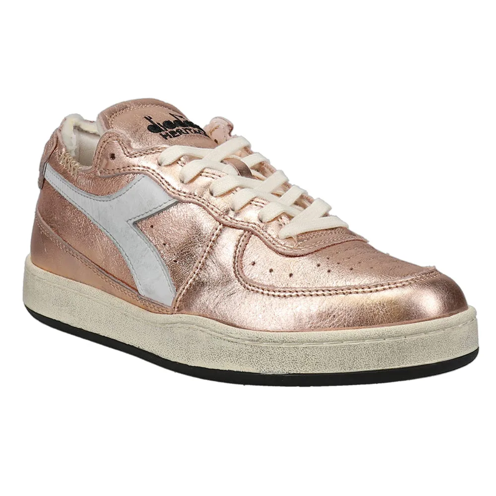 Mi Basket Row Cut Metallic Used Lace Up Sneakers