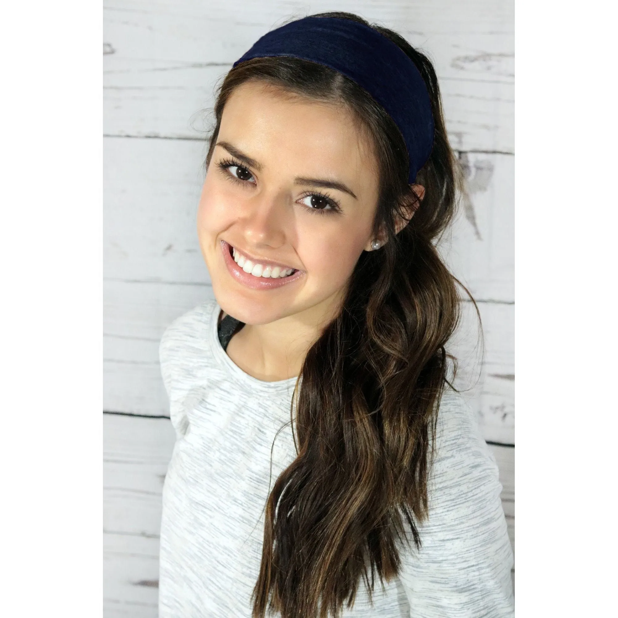 Navy Cotton Headbands - 12 Pack