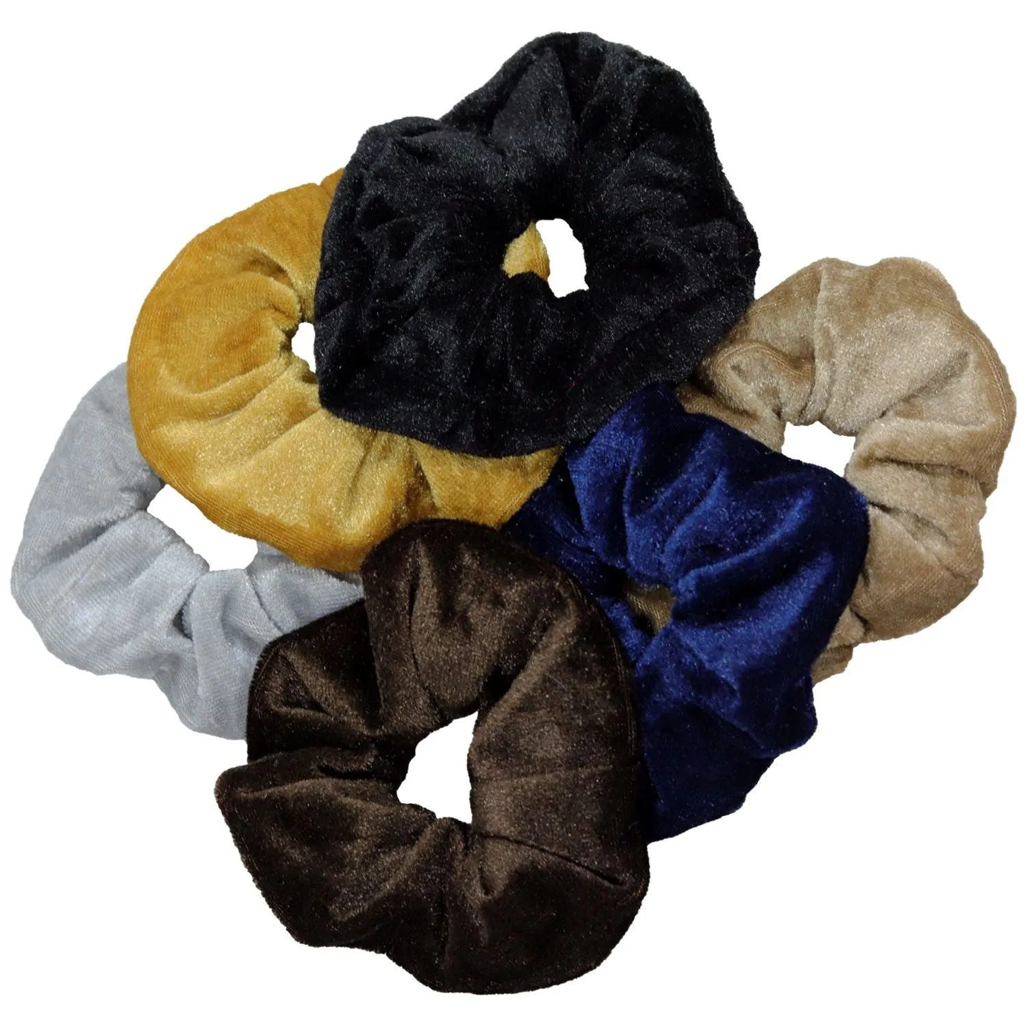 Neutral Velvet Scrunchies - 6 Pack