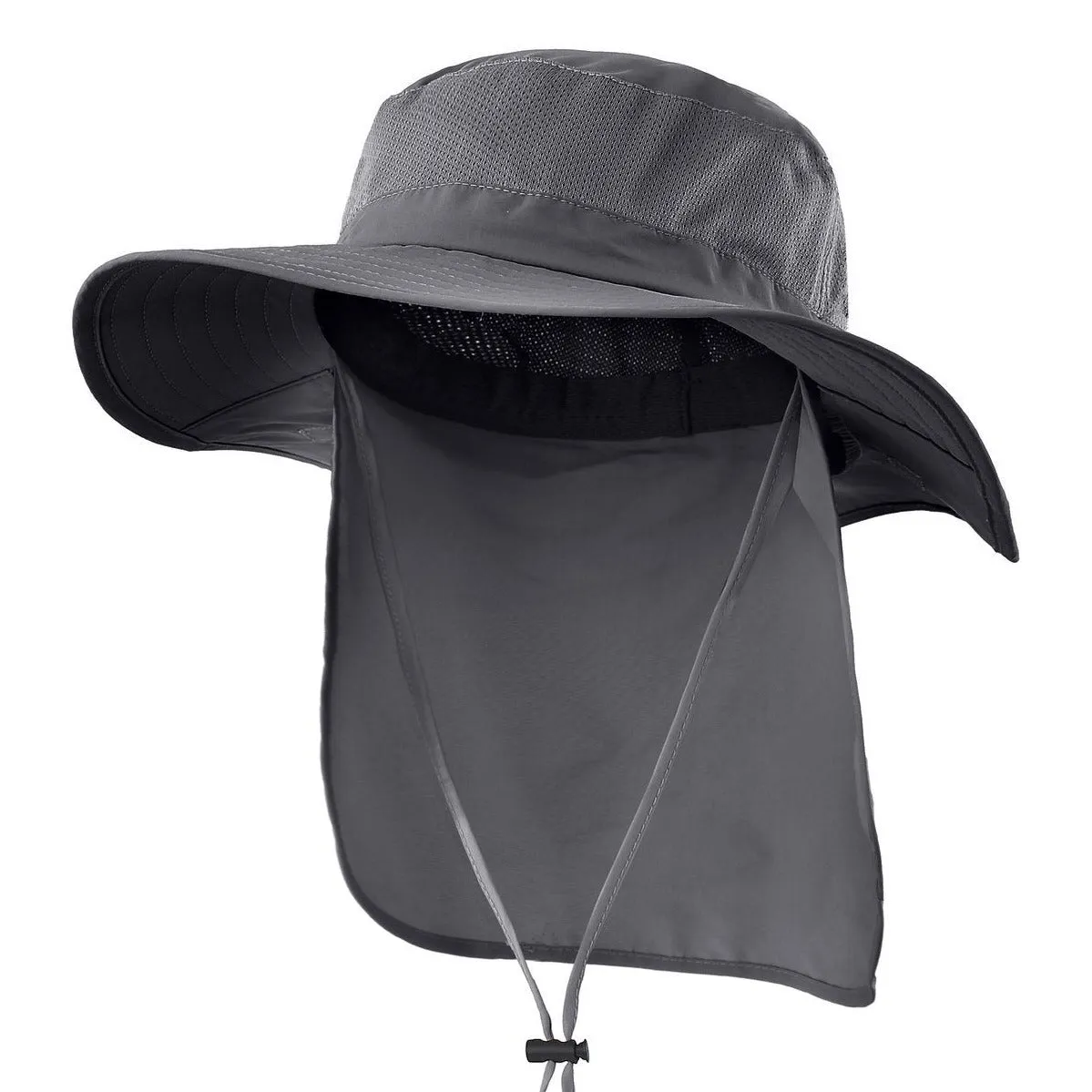 Outdoor UPF50  Mesh Sun Hat Wide Brim Fishing Hat with Neck Flap