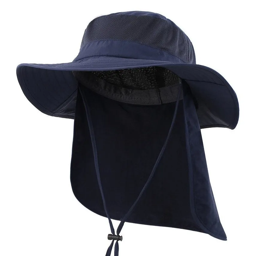 Outdoor UPF50  Mesh Sun Hat Wide Brim Fishing Hat with Neck Flap