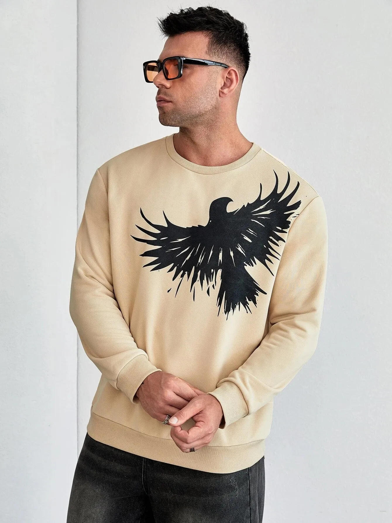 SXV  'Giant Eagle’ Printed Cool Aesthetic Drop Shoulder Oversized Sweatshirt