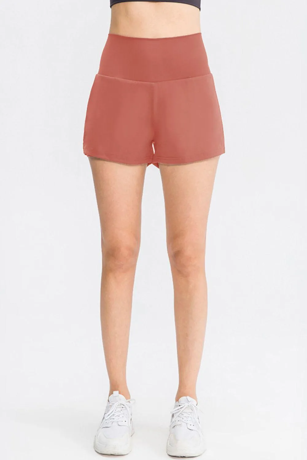 Wide Waistband Sports Shorts with Pockets