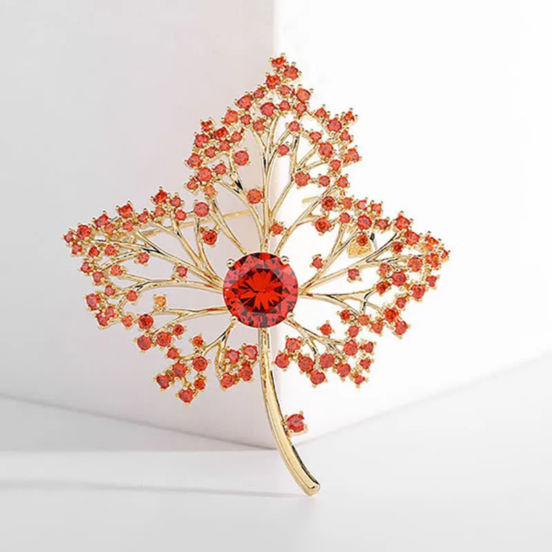 Women's Graceful Autumn Maple Brooch