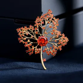 Women's Graceful Autumn Maple Brooch